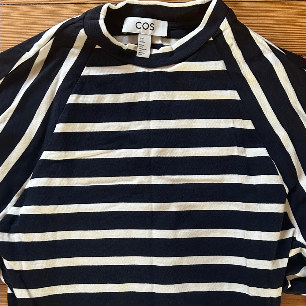 COS Navy and White Striped Crewneck Jersey Dress XS Batwing
